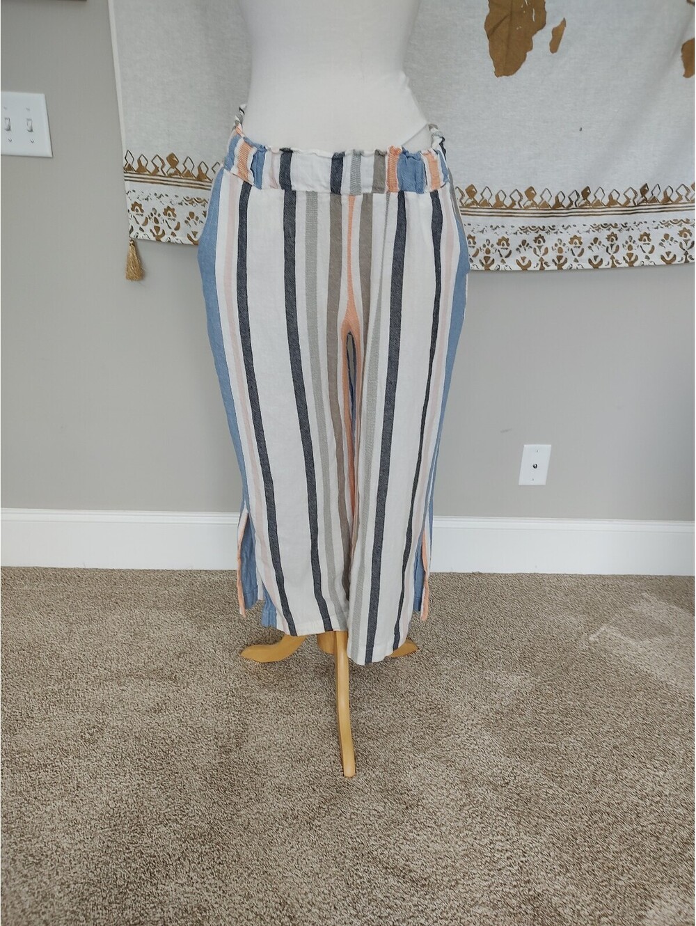 Indigo Rain XL Striped Wide-Leg Pants with Pockets